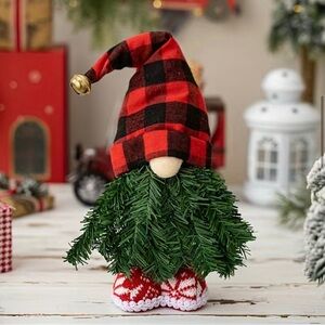 Red Buffalo Plaid Light Up Tree Gnome